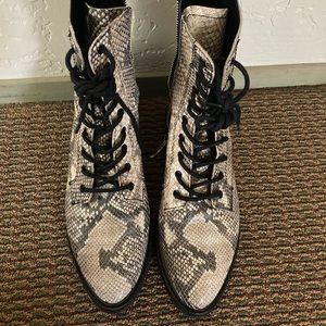 Lace-up snakeskin boots
